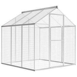 vidaXL Außenvoliere aus Aluminium für Vögel und Hühner Weiß 183x178x194 cm – Bild 1 von 2