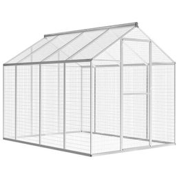 Produktbild von vidaXL Außenvoliere aus Aluminium für Vögel und Papageien Grau 1,78 m x 2,42 m x 1,92 m