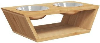 vidaXL Erhöhter Hundenapf mit Napfständer aus Bambus und 2 Schalen – Bild 1 von 9