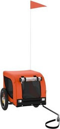 vidaXL Fahrradanhänger für Hunde bis 30kg Orange Schwarz aus wasserabweisendem Oxford-Gewebe mit Reflektoren und Flagge – Bild 1 von 5