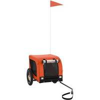 Produktbild von vidaXL Fahrradanhänger für Hunde bis 30kg Orange Schwarz aus wasserabweisendem Oxford-Gewebe mit Reflektoren und Flagge