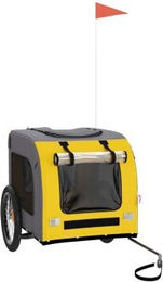 VidaXL Fahrradanhänger für Hunde Gelb Grau aus wasserabweisendem Oxford-Gewebe mit Reflektoren und Flagge – Bild 1 von 7