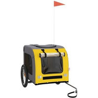 Produktbild von VidaXL Fahrradanhänger für Hunde Gelb Grau aus wasserabweisendem Oxford-Gewebe mit Reflektoren und Flagge