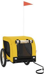 vidaXL Fahrradanhänger für Hunde Gelb Schwarz mit Reflektoren und Flagge aus wasserabweisendem Oxford-Gewebe bis 45kg Belastbarkeit – Bild 1 von 6