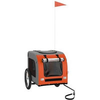Produktbild von vidaXL Fahrradanhänger für Hunde in Orange Grau aus wasserabweisendem Oxford-Gewebe für große Rassen bis 45kg