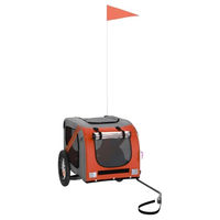 Produktbild von vidaXL Fahrradanhänger für Hunde in Orange Grau aus wasserabweisendem Oxford-Gewebe mit Reflektoren und Flagge für mittlere Rassen bis 30kg