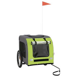 vidaXL Fahrradanhänger für Hunde mit Reflektoren und Flagge aus wasserabweisendem Oxford-Gewebe in Grün Grau für große Rassen bis 45kg – Bild 1 von 5