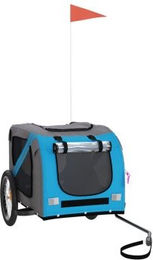 vidaXL Fahrradanhänger für Hunde mit Reflektoren und Flagge Blau Grau aus wasserabweisendem Oxford-Gewebe bis 45kg Belastbarkeit – Bild 1 von 4