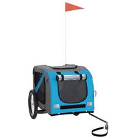 Produktbild von vidaXL Fahrradanhänger für Hunde mit Reflektoren und Flagge Blau Grau aus wasserabweisendem Oxford-Gewebe bis 45kg Belastbarkeit