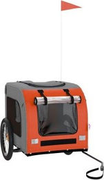 vidaXL Fahrradanhänger für Hunde mit Reflektoren und Flagge, Orange Grau, Oxford-Gewebe, für große Rassen bis 45kg – Bild 1 von 6