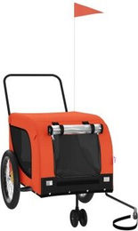 VidaXL Fahrradanhänger für Hunde mit Reflektoren und Flagge Orange Schwarz aus wasserabweisendem Oxford-Gewebe – Bild 1 von 4