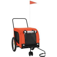 Produktbild von VidaXL Fahrradanhänger für Hunde mit Reflektoren und Flagge Orange Schwarz aus wasserabweisendem Oxford-Gewebe