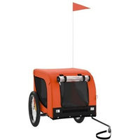 Produktbild von vidaXL Fahrradanhänger für Hunde mit Reflektoren und Flagge Orange Schwarz wasserabweisend aus Oxford-Gewebe bis 45kg Belastbarkeit