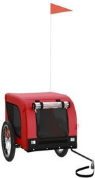 vidaXL Fahrradanhänger für Hunde mit Reflektoren und Flagge, Rot Schwarz, Oxford-Gewebe, für große Rassen bis 45kg – Bild 1 von 5