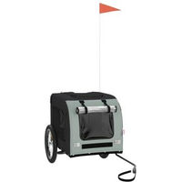 Produktbild von vidaXL Fahrradanhänger für Hunde mit Reflektoren und Flagge Schwarz Grau aus wasserabweisendem Oxford-Gewebe für große Rassen bis 45kg