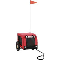 Produktbild von VidaXL Fahrradanhänger für Hunde Rot Schwarz aus wasserabweisendem Oxford-Gewebe mit Reflektoren und Flagge 124 x 53 x 53 cm