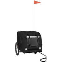Produktbild von VidaXL Fahrradanhänger für Hunde Schwarz aus wasserabweisendem Oxford-Gewebe mit Reflektoren und Flagge 125 x 64 x 66 cm