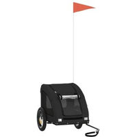 Produktbild von vidaXL Fahrradanhänger für Hunde Schwarz aus wasserabweisendem Oxford-Gewebe mit Reflektoren und Flagge bis 30 kg Belastbarkeit