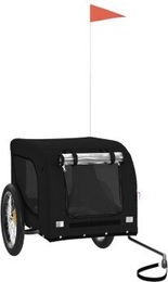 vidaXL Fahrradanhänger für Hunde Schwarz aus wasserabweisendem Oxford-Gewebe mit Reflektoren und Flagge bis 45kg – Bild 1 von 6