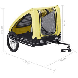 vidaXL Fahrradanhänger für Hunde und Haustiere aus wasserabweisendem Oxford-Gewebe Gelb Schwarz – Bild 1 von 7