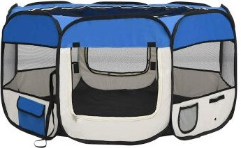 VidaXL faltbarer Welpenlaufstall blau 1,25 m x 1,25 m x 61 cm – Bild 1 von 3