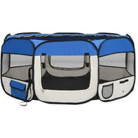 Produktbild von VidaXL faltbarer Welpenlaufstall Blau 145x145x61 cm mit Tragetasche