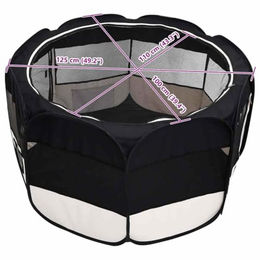 VidaXL Faltbarer Welpenlaufstall für Hunde Schwarz 125x125x61 cm – Bild 1 von 8