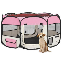 vidaXL Faltbarer Welpenlaufstall mit Tragetasche Rosa 125x125x61 cm aus Polyester – Bild 1 von 9