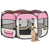 Produktbild von vidaXL Faltbarer Welpenlaufstall mit Tragetasche Rosa 125x125x61 cm aus Polyester