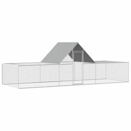 vidaXL Geflügelstall Hühnerstall Gehege aus verzinktem Stahl Silber 6x2x2m – Bild 1 von 13
