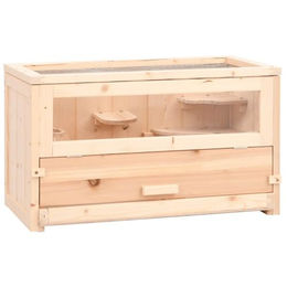 vidaXL Hamsterkäfig aus Holz für Hamster Mäuse und Meerschweinchen 60x30x35 cm Braun Transparent – Bild 1 von 8