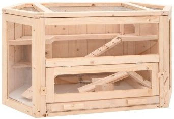 vidaXL Hamsterkäfig aus Holz mit ausziehbarer Wanne für Hamster Mäuse und Meerschweinchen 80x40x43 cm – Bild 1 von 11