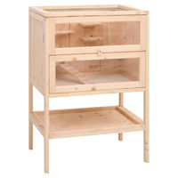 Produktbild von vidaXL Hamsterkäfig aus Holz mit Frontscheibe und Ablage für Hamster, Mäuse und Meerschweinchen in Natur Braun