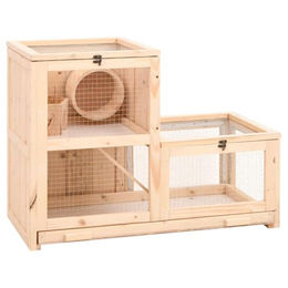 vidaXL Hamsterkäfig aus Massivholz für Hamster, Mäuse und Meerschweinchen in Braun, 81x40x60 cm – Bild 1 von 8