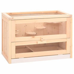 vidaXL Hamsterkäfig aus Massivholz Tanne für Hamster Mäuse und Meerschweinchen 60x35,5x42 cm Braun – Bild 1 von 8