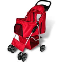 Produktbild von vidaXL Haustier-Buggy für kleine Rassen aus wasserabweisendem Polyester in Rot - 1 Stk.