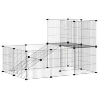 Produktbild von vidaXL Haustierkäfig aus Metall für Kaninchen und Hunde Schwarz 35x35 cm