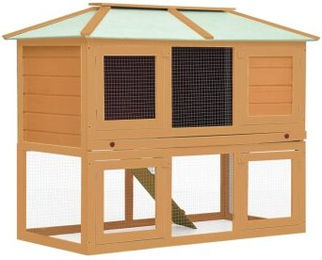 vidaXL Holz Kaninchenstall und Hühnerstall aus Naturholz in Grün – Bild 1 von 3