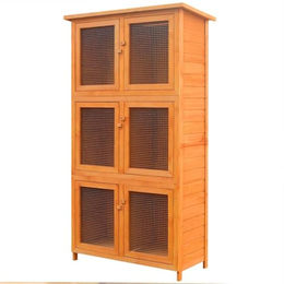 vidaXL Holz Kleintierkäfig mit 6 Boxen für Kaninchen Hühner und Enten in Braun – Bild 1 von 8