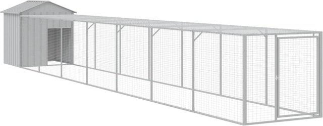 vidaXL Hühnerstall mit Auslauf Hellgrau aus verzinktem Stahl 117 x 813 x 123 cm – Bild 1 von 1