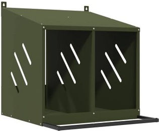 vidaXL Hühner-Nistkasten aus Metall mit 2 Fächern in Olivgrün – Bild 1 von 8