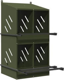 vidaXL Hühner-Nistkasten aus Metall mit 4 Fächern in Olivgrün – Bild 1 von 8