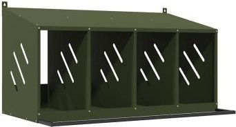 VidaXL Hühner-Nistkasten aus Metall mit 4 Fächern in Olivgrün und Silber – Bild 1 von 8