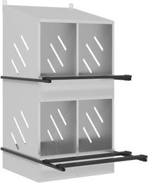 vidaXL Hühner-Nistkasten mit 4 Fächern aus verzinktem Metall in Silber – Bild 1 von 6