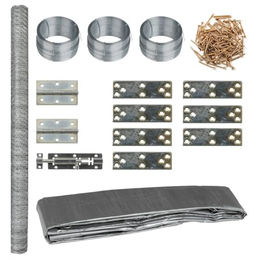 Produktbild von vidaXL Hühnergehege aus Metall mit Maschendraht und Dach in Silber