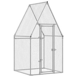 vidaXL Hühnerkäfig als Outdoor Freilaufgehege für Hühner Enten Kaninchen und Wachtel aus verzinktem Stahl Silber 100x100x190cm – Bild 1 von 9