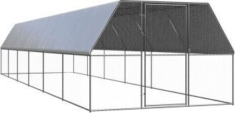 vidaXL Hühnerkäfig aus verzinktem Metall als Freilaufgehege für Hühner und Enten 3x12x2m Silber – Bild 1 von 8