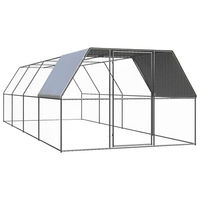Produktbild von vidaXL Hühnerkäfig aus verzinktem Metall mit Teilüberdachung für Hühner und Enten 3 x 8 x 2 m in Silber