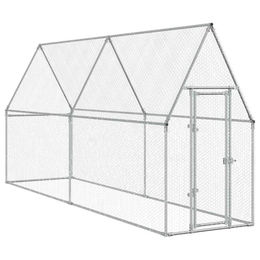 vidaXL Hühnerkäfig aus verzinktem Stahl als Freigehege für Hühner, Enten, Kaninchen und Wachtel in Silber – Bild 1 von 9