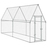 Produktbild von vidaXL Hühnerkäfig aus verzinktem Stahl als Freigehege für Hühner, Enten, Kaninchen und Wachtel in Silber